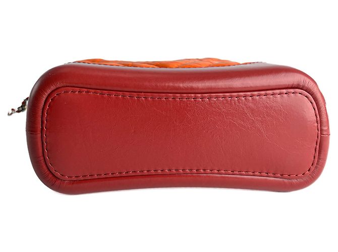 Chanel Borsa a spalla piccola in pelle di agnello chevron Gabrielle arancione - vista 7