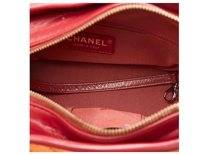 Chanel Borsa a spalla piccola in pelle di agnello chevron Gabrielle arancione - vista 8