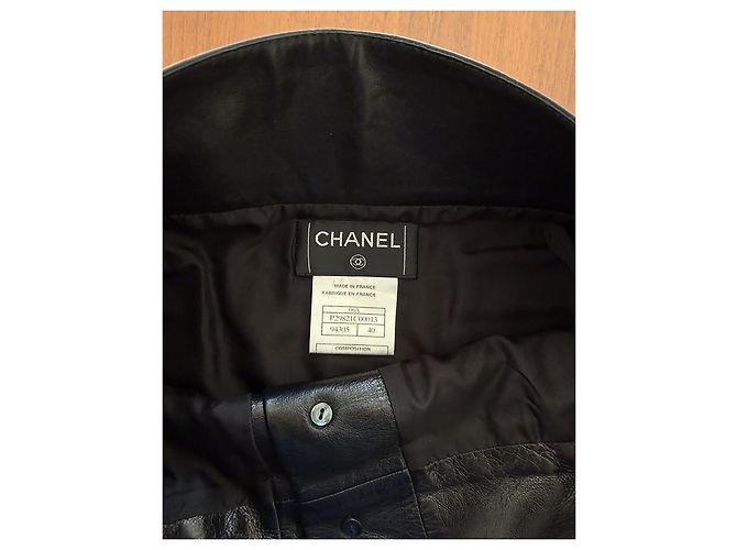 Increíble falda de cuero Chanel Negro - vista 4