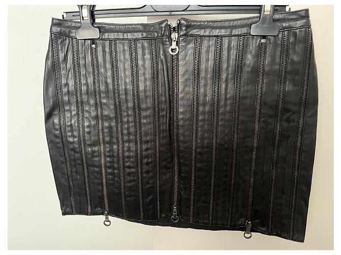Falda de cuero negra con cremalleras Versus Versace Negro - vista 2