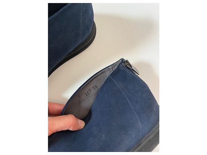 Autre Marque Sandali Lofina in pelle e camoscio blu navy - vista 11