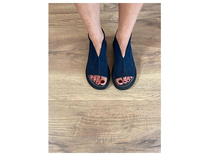 Autre Marque Sandali Lofina in pelle e camoscio blu navy - vista 12