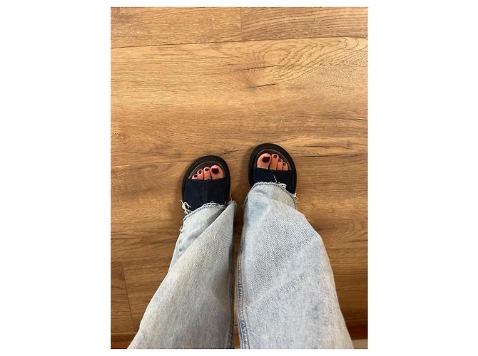 Autre Marque Sandali Lofina in pelle e camoscio blu navy - vista 14