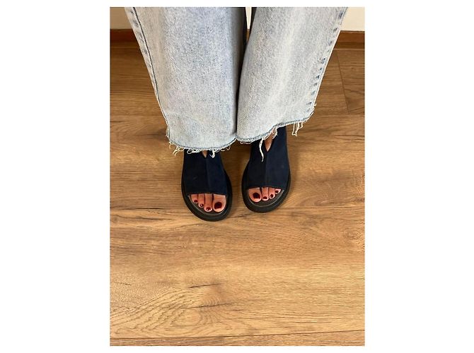 Autre Marque Sandali Lofina in pelle e camoscio blu navy - vista 15