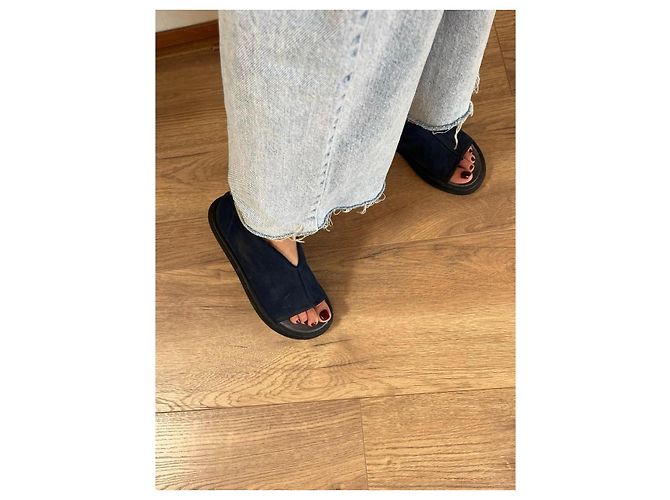 Autre Marque Sandali Lofina in pelle e camoscio blu navy - vista 16