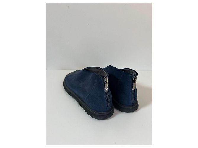 Autre Marque Sandali Lofina in pelle e camoscio blu navy - vista 3
