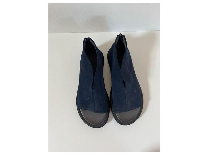 Autre Marque Sandali Lofina in pelle e camoscio blu navy - vista 4