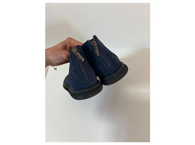 Autre Marque Sandali Lofina in pelle e camoscio blu navy - vista 5