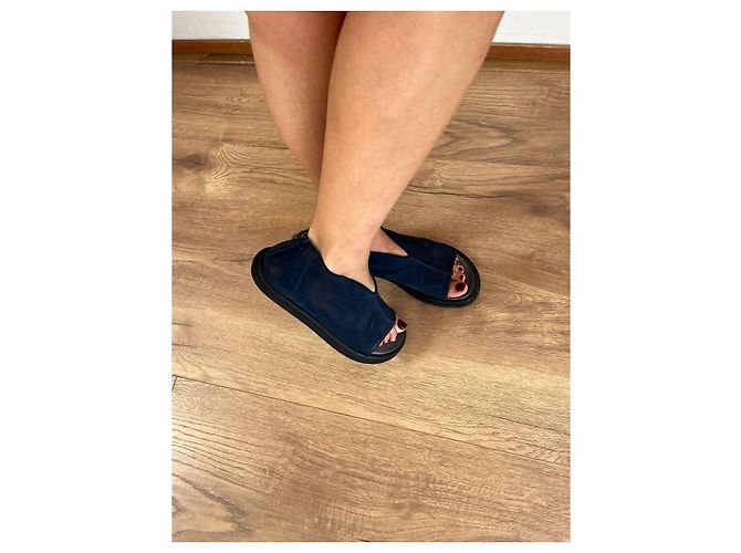 Autre Marque Sandali Lofina in pelle e camoscio blu navy - vista 8