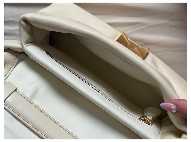 Marni Hobo Prisma Handtasche Creme Leder Roh - Ansicht 11