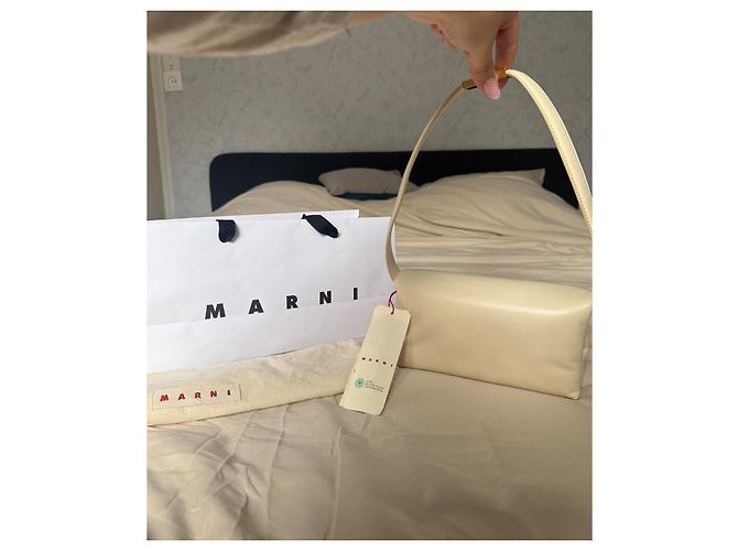 Marni Hobo Prisma Handtasche Creme Leder Roh - Ansicht 16