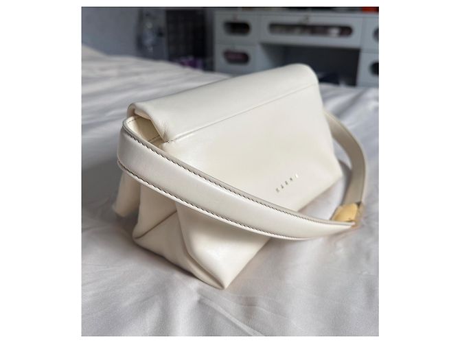 Marni Hobo Prisma Handtasche Creme Leder Roh - Ansicht 3