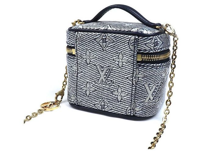 Louis Vuitton Monogram laminiertes Jacquard Mikro Vanity Schultertasche Blau Marineblau - Ansicht 2