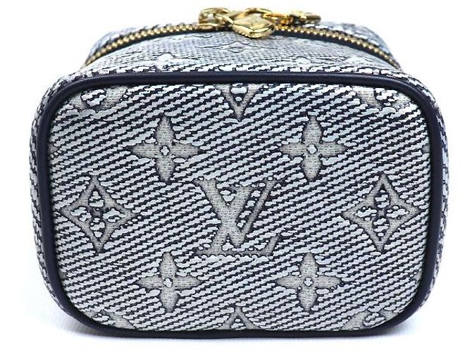 Louis Vuitton Monogram laminiertes Jacquard Mikro Vanity Schultertasche Blau Marineblau - Ansicht 3