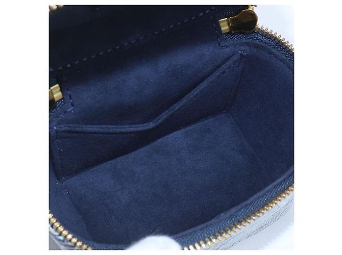 Louis Vuitton Monogram laminiertes Jacquard Mikro Vanity Schultertasche Blau Marineblau - Ansicht 4