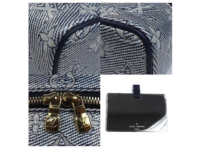 Louis Vuitton Monogram laminiertes Jacquard Mikro Vanity Schultertasche Blau Marineblau - Ansicht 6