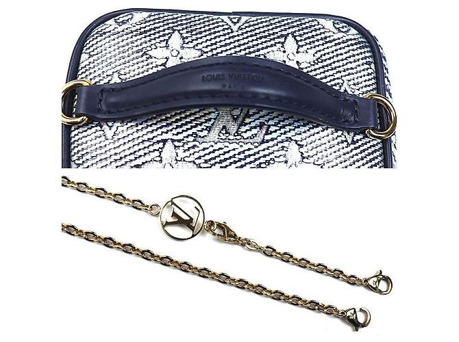 Louis Vuitton Monogram laminiertes Jacquard Mikro Vanity Schultertasche Blau Marineblau - Ansicht 7