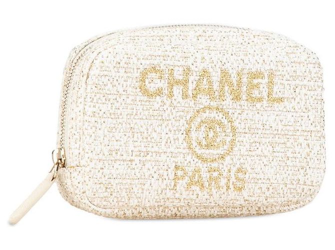 Pochette in tweed Deauville di Chanel Bianco D'oro - vista 2
