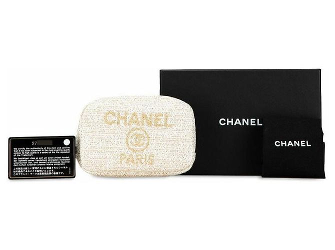 Pochette in tweed Deauville di Chanel Bianco D'oro - vista 9