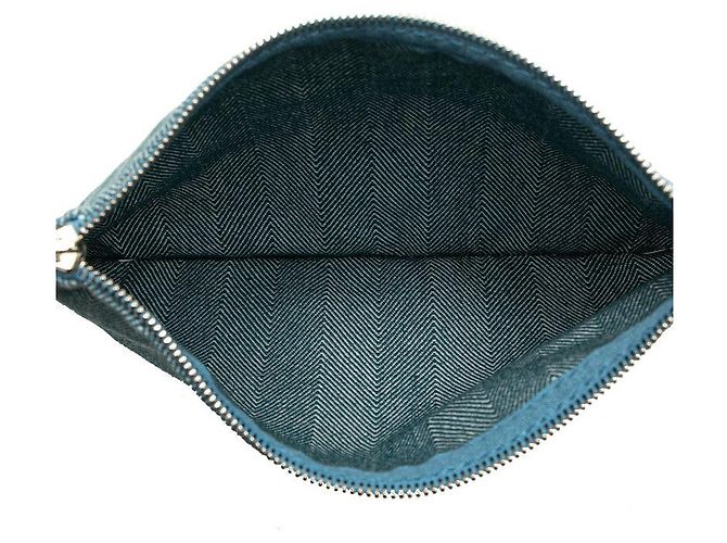 Borsa a mano Hermès Valparaiso PM in pelle Toile Chevron Blu - vista 10
