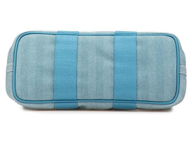 Borsa a mano Hermès Valparaiso PM in pelle Toile Chevron Blu - vista 4