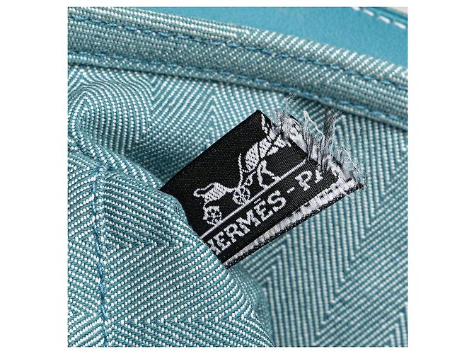 Borsa a mano Hermès Valparaiso PM in pelle Toile Chevron Blu - vista 7