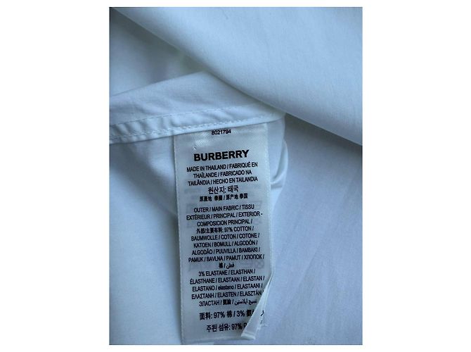Burberry Herrenhemd Weiß aus Baumwolle L - Ansicht 9