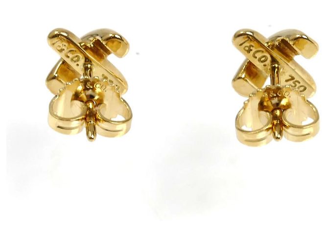 Tiffany & Co Orecchini in oro giallo 18K Tiffany con ricamo a croce - vista 3