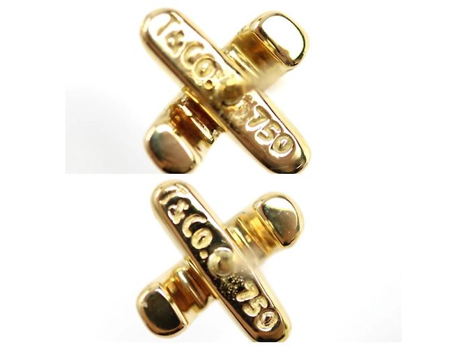 Tiffany & Co Orecchini in oro giallo 18K Tiffany con ricamo a croce - vista 4