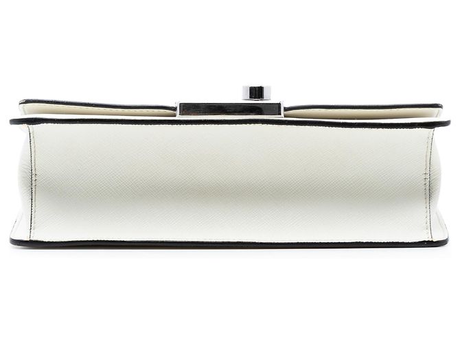 Prada Piccola Borsa Saffiano Bianca con Catena Sound Lock Bianco Bianco sporco - vista 3
