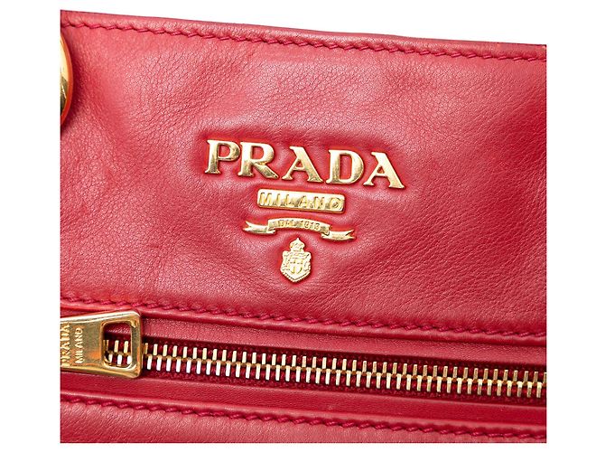 Tote aperto convertibile in vitello daino rosso Prada - vista 5