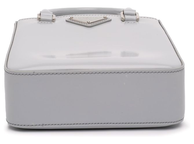 Prada Tote Piccolo in Pelle Spazzolata Grigia Marrone - vista 3