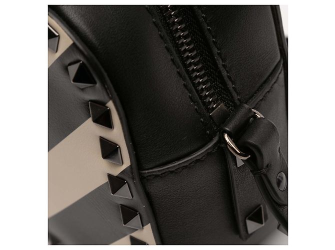 Borsa a tracolla Valentino in pelle nera con stampa a zigzag Rockstud Nero - vista 11