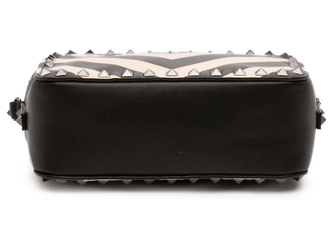Borsa a tracolla Valentino in pelle nera con stampa a zigzag Rockstud Nero - vista 3