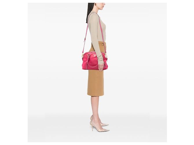 Prada Pink Saffiano besetzte Tessuto Dome Handtasche - Ansicht 6