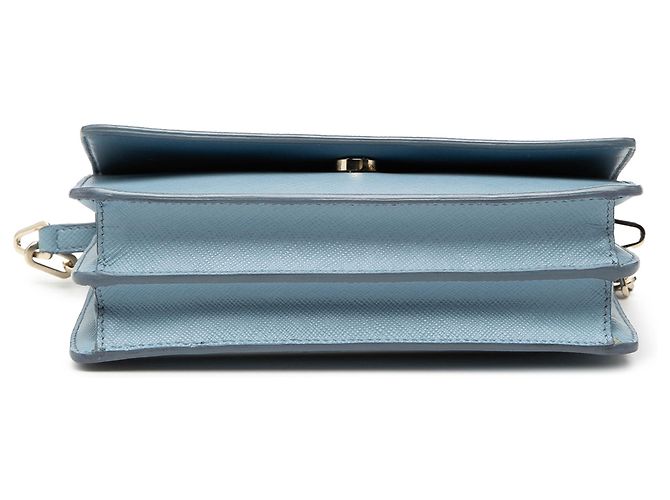 Portafoglio Prada Blue Saffiano Lux On Chain Blu chiaro - vista 3