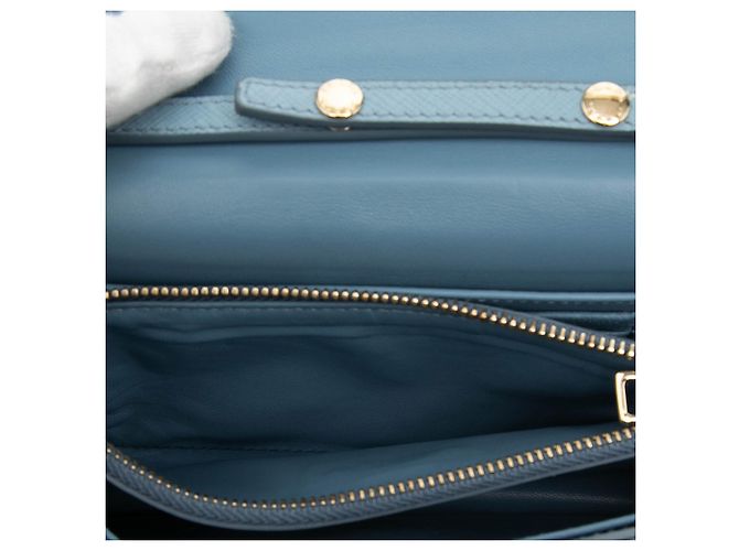 Portafoglio Prada Blue Saffiano Lux On Chain Blu chiaro - vista 4