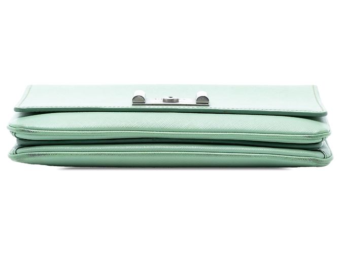 Prada Verde Saffiano Lux Catena Blocco Flap - vista 3