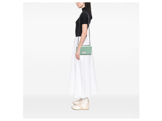 Prada Verde Saffiano Lux Catena Blocco Flap - vista 6