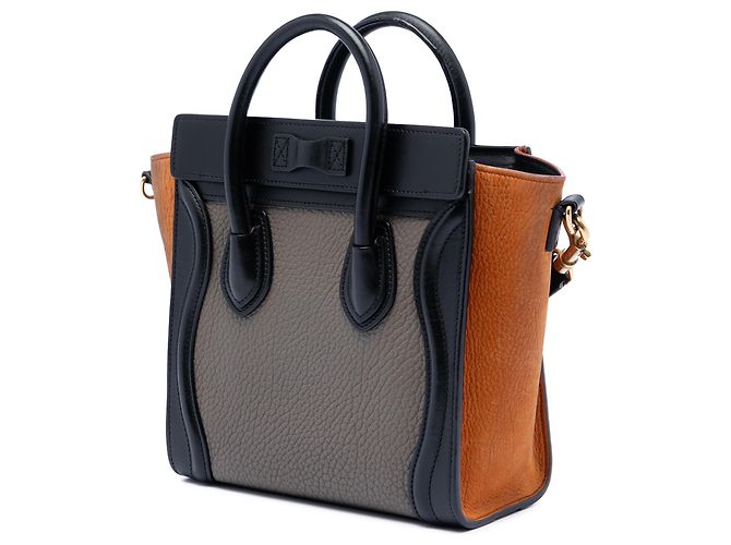 Luggage Céline Celine Brown Nano Tricolor Borsa da Viaggio in Pelle Marrone Taupe - vista 2
