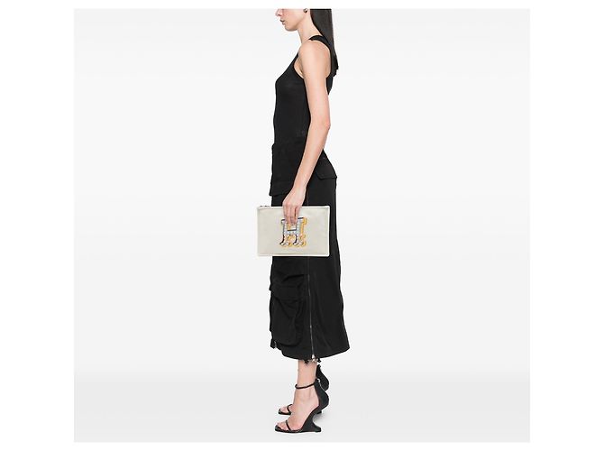Hermès Beiges H-Canvas besticktes Electrique Flachcase - Ansicht 7