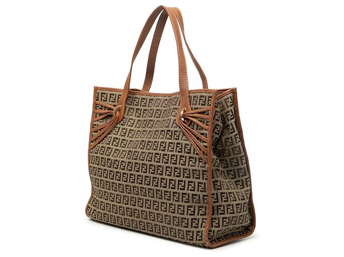 Fendi Braune Zucchino Canvas Tote Hellbraun - Ansicht 2
