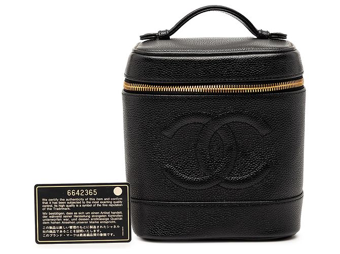 Vanity Chanel Schwarze CC Caviar Kosmetiktasche - Ansicht 8