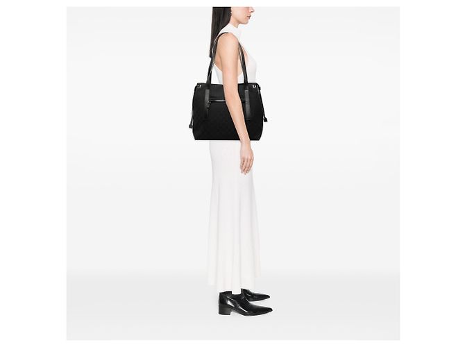 Borsa Tote in Canvas GG Nera Gucci Nero - vista 7