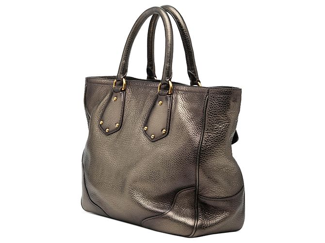 Borsa shopping Prada in vitello daino antik marrone Bronzo - vista 2