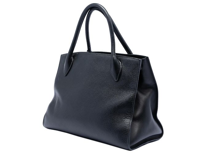 Bolso de mano monocromático de cuero Saffiano negro Prada - vista 2