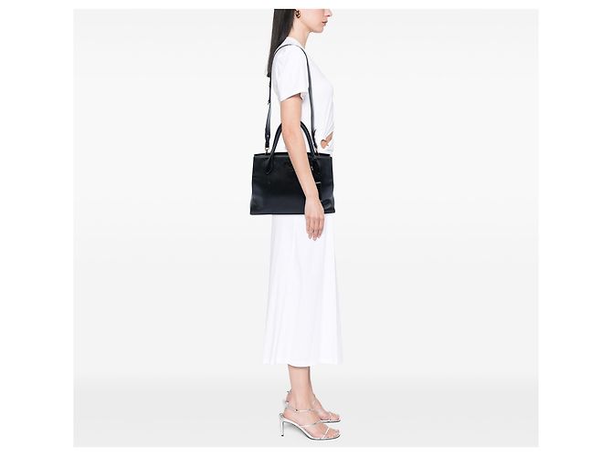 Bolso de mano monocromático de cuero Saffiano negro Prada - vista 6