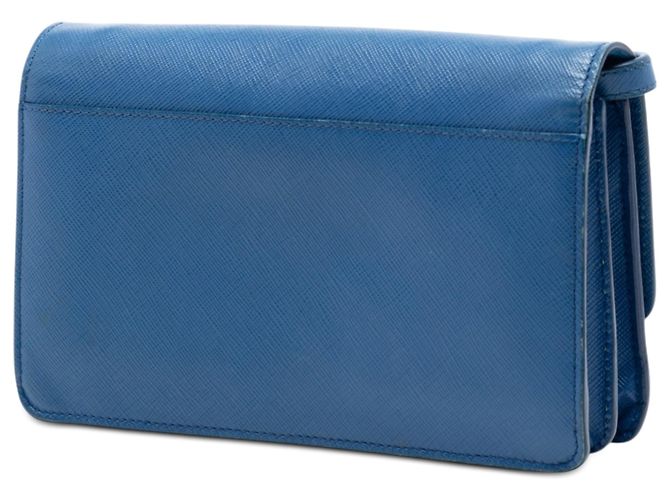 Portafoglio Prada in Saffiano blu con tracolla - vista 2