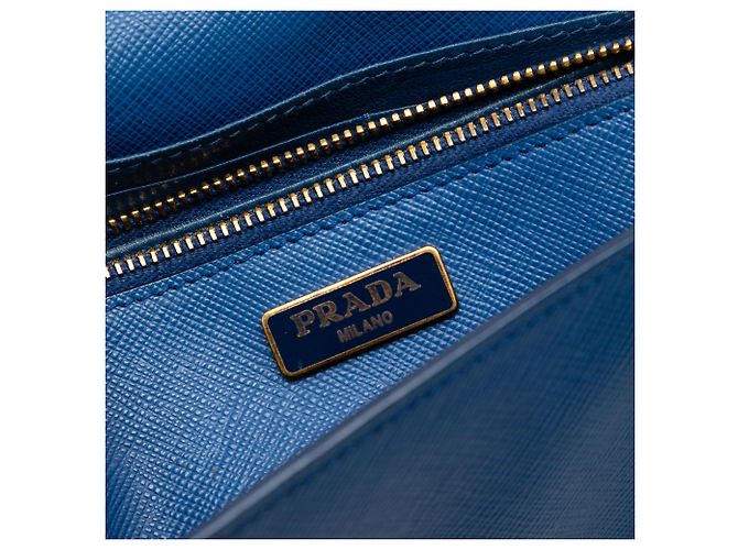 Portafoglio Prada in Saffiano blu con tracolla - vista 5