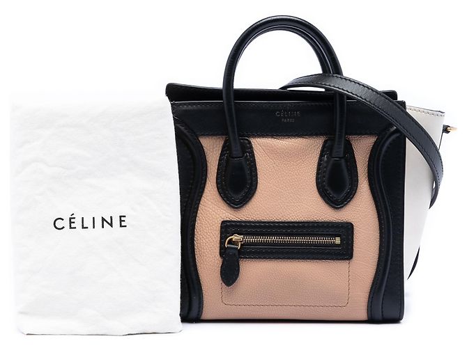 Luggage Céline Celine Braun Nano Tricolor Leder Reisetasche - Ansicht 8